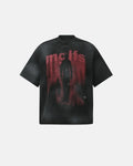 Black Gothic letter print cotton T-shirt by Flation Streetwear, featuring bold Gothic-style lettering on the front.