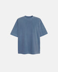 Blue acid washed cotton T-shirt by Flation Streetwear, featuring a relaxed fit and casual streetwear style.
