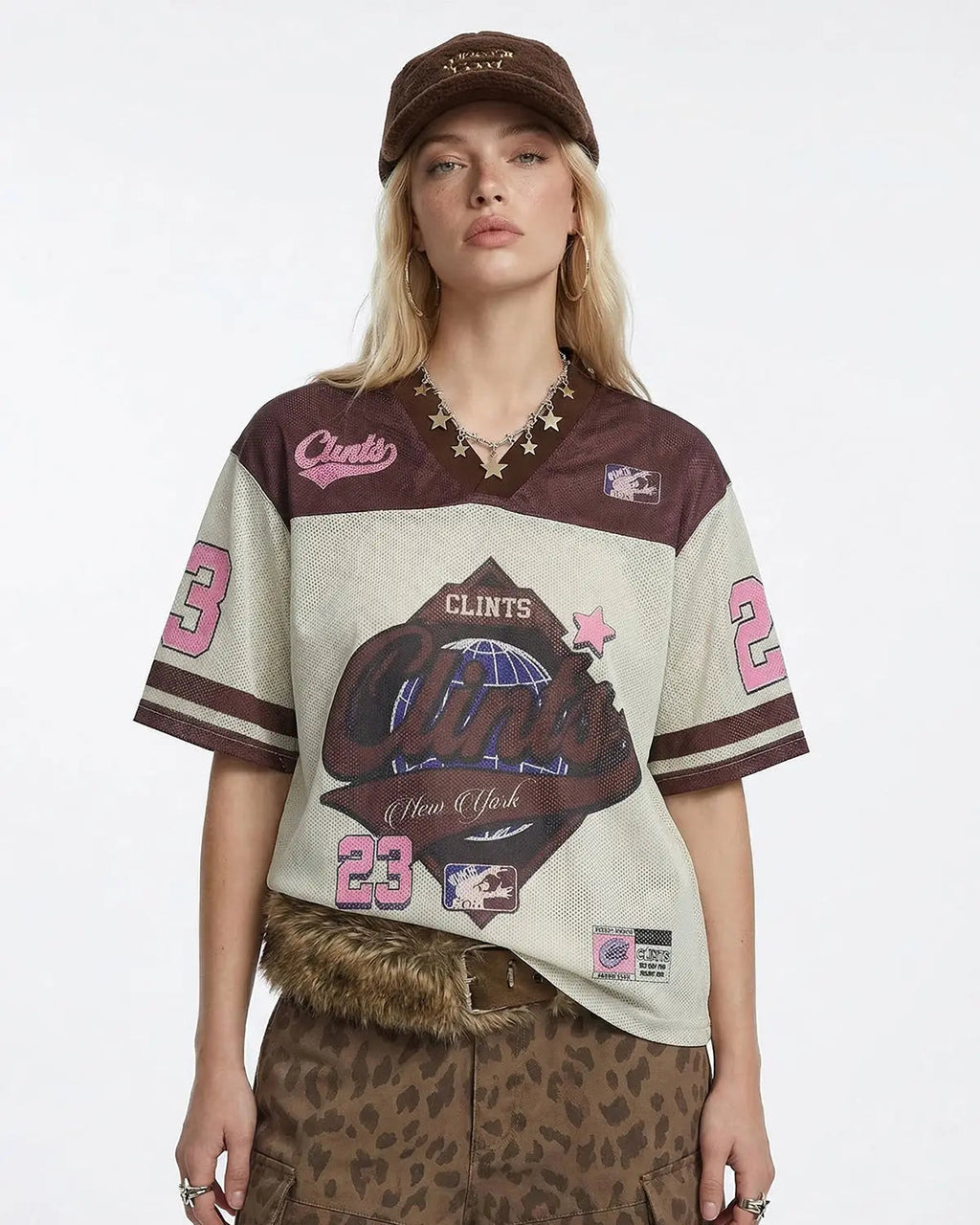 Retro graphic mesh jersey T-shirt by Flation Streetwear featuring a stylish, breathable mesh fabric with bold graphic design.