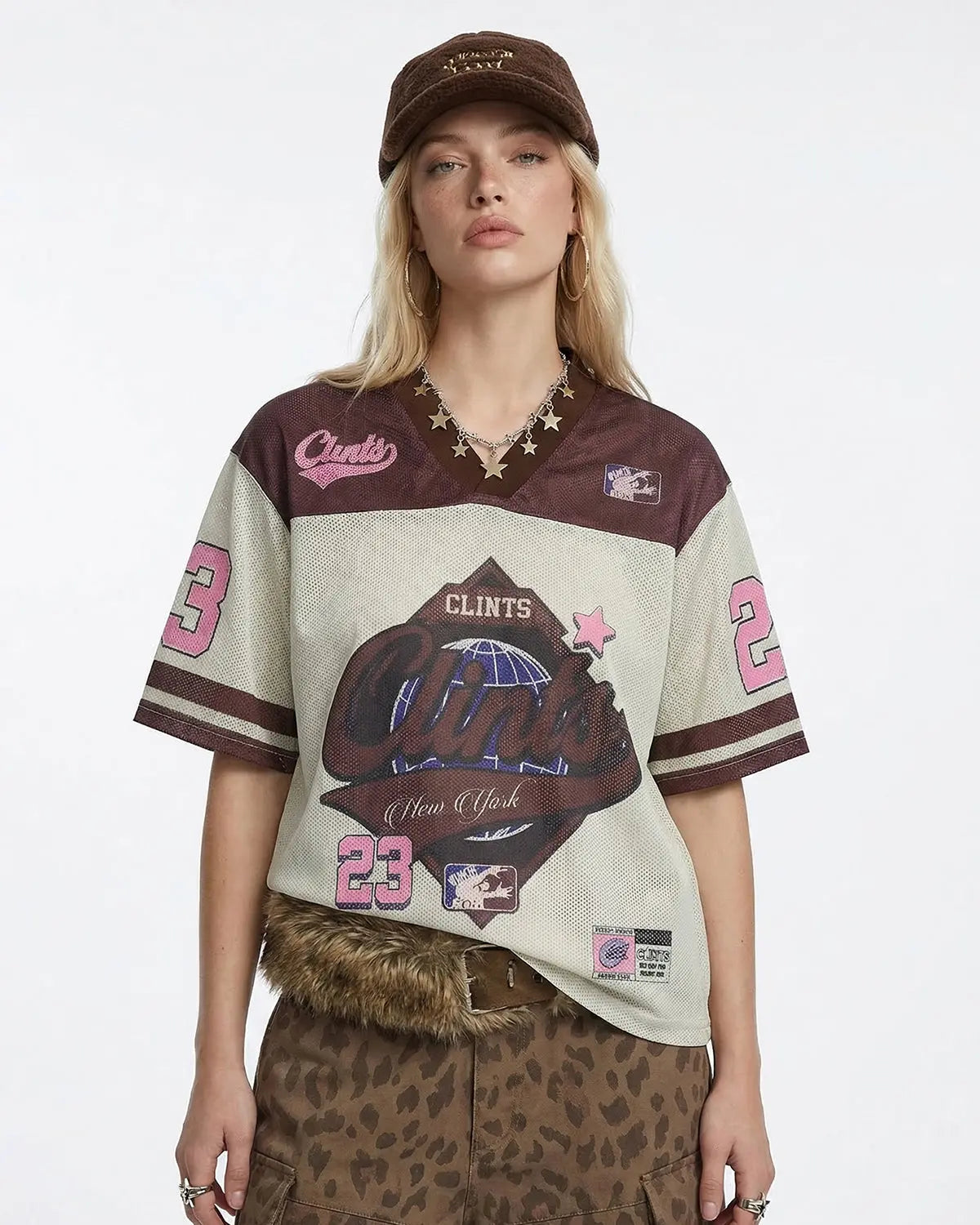 Retro graphic mesh jersey T-shirt by Flation Streetwear featuring a stylish, breathable mesh fabric with bold graphic design.