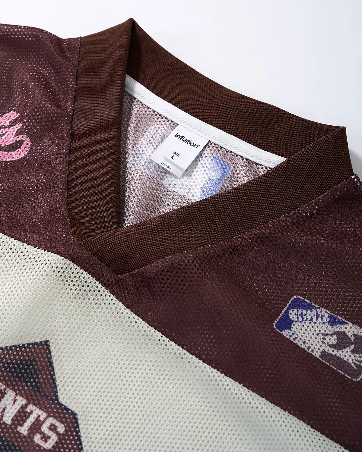 Retro graphic mesh jersey T-shirt by Flation Streetwear featuring bold street art design and breathable mesh fabric.