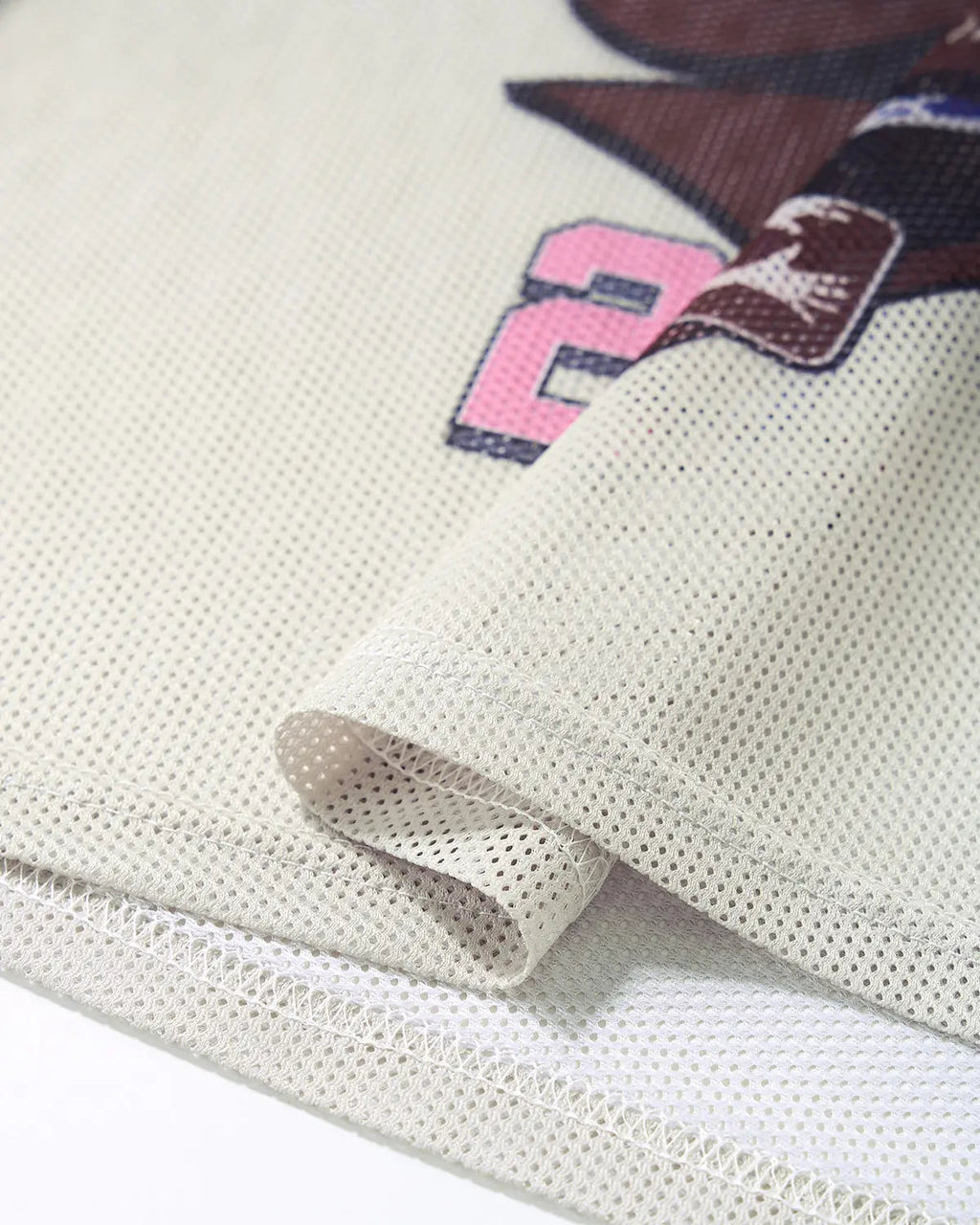 Retro graphic mesh jersey t-shirt by Flation Streetwear featuring bold street art design and breathable mesh fabric.