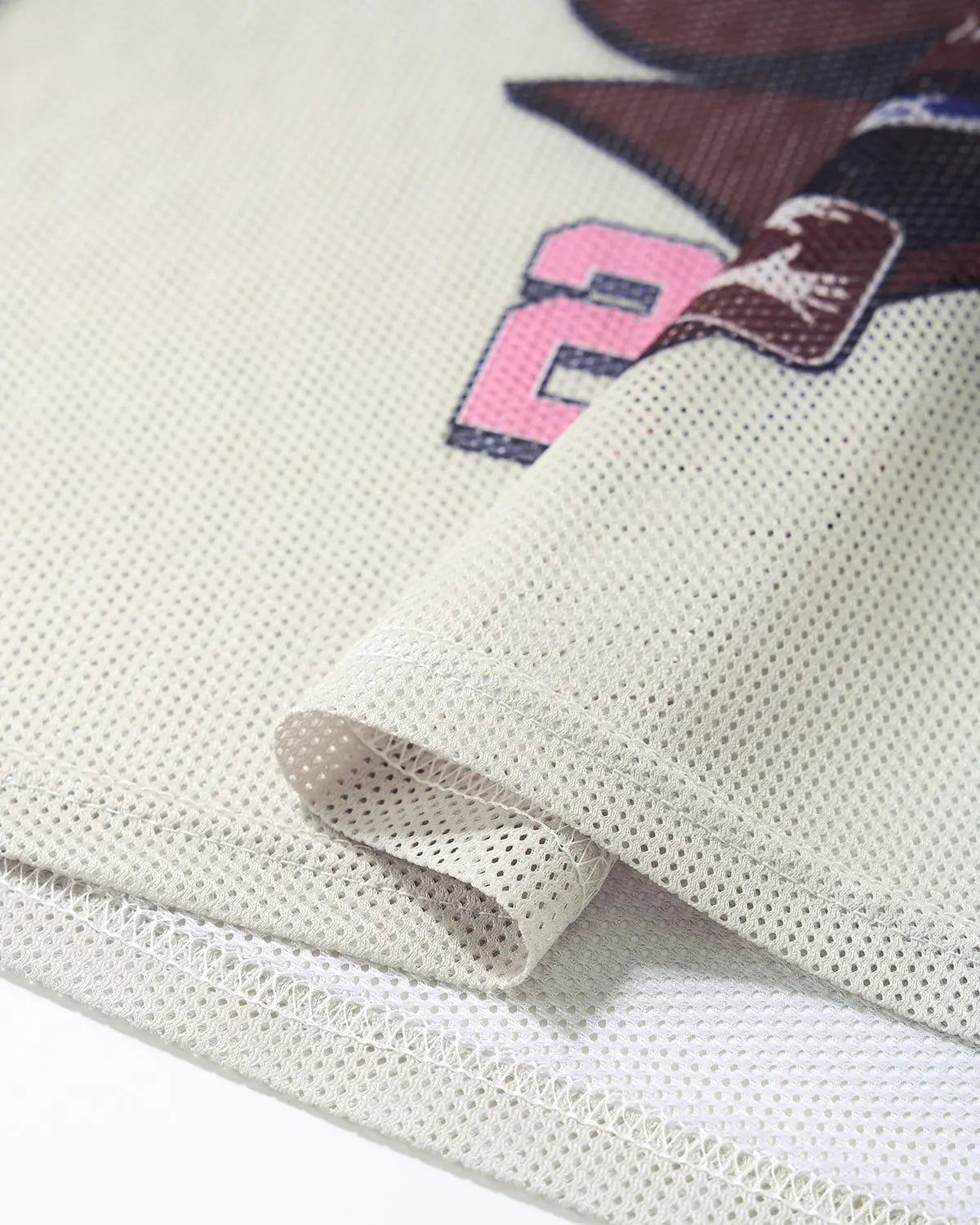 Retro graphic mesh jersey t-shirt by Flation Streetwear featuring bold street art design and breathable mesh fabric.