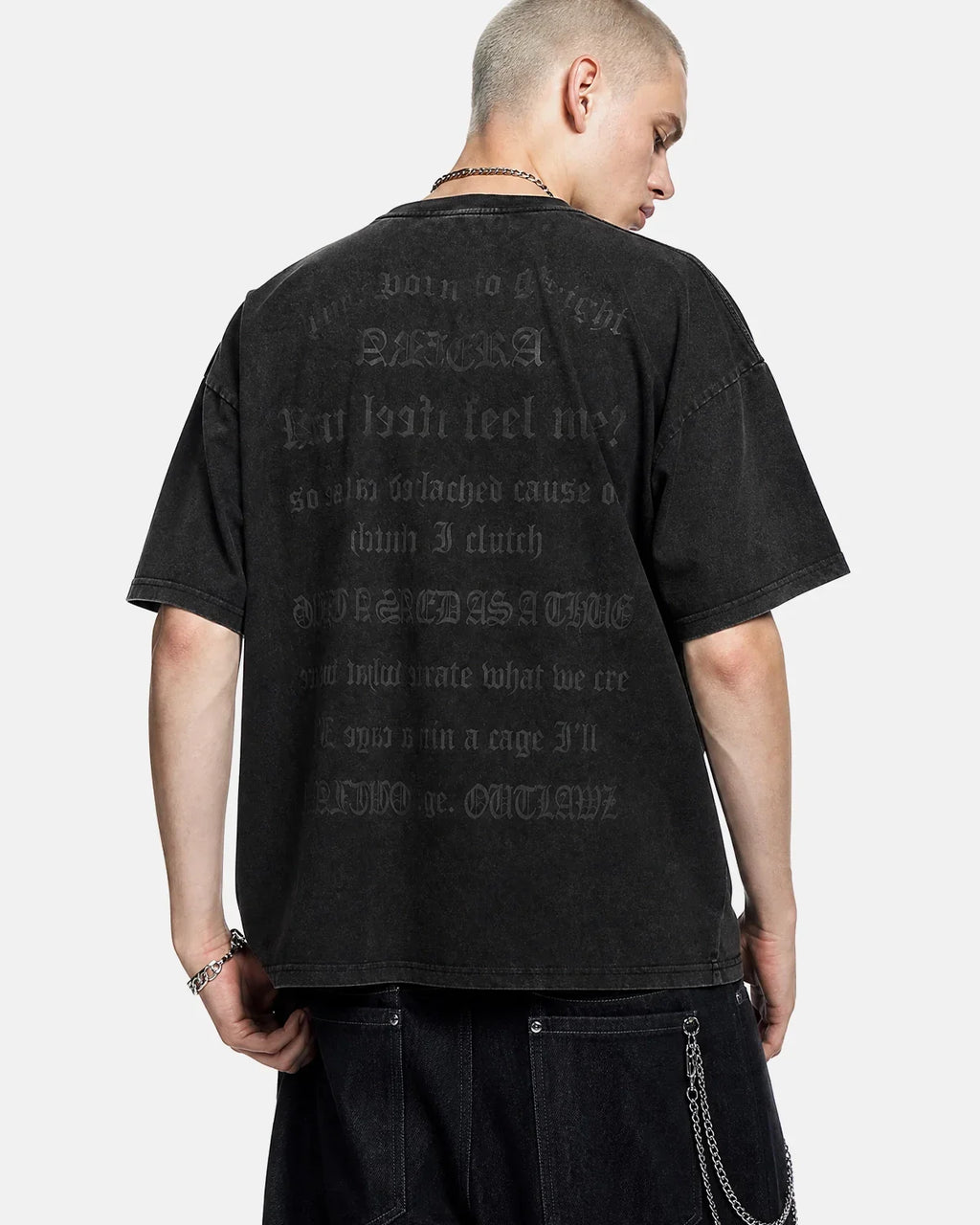 Inflation Streetwear Puff Print Washed T-shirt featuring bold graphic design and relaxed fit, displayed on a mannequin.