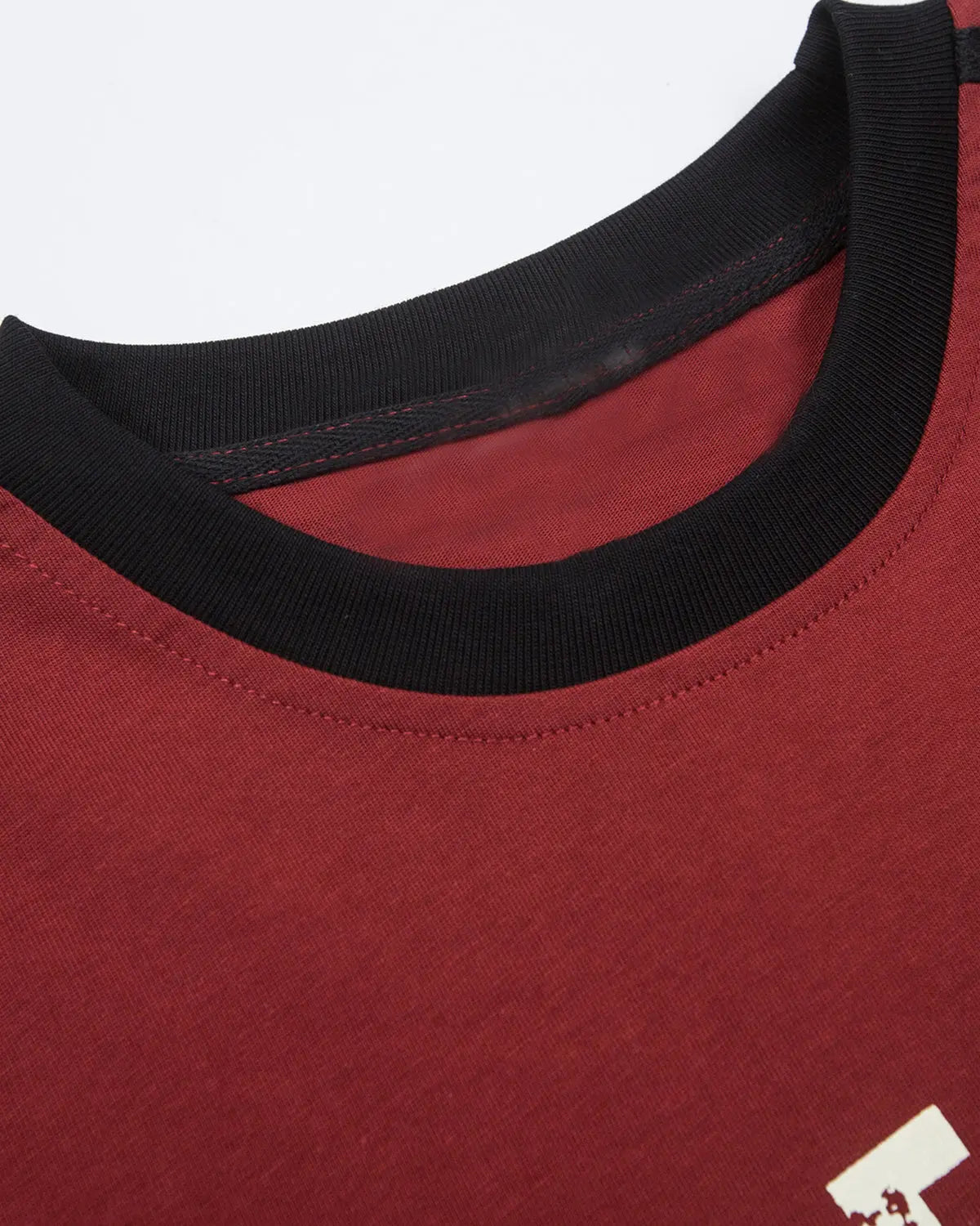 Flation Retro Letter Print Layered Stripe T-Shirt, casual streetwear with bold letter and stripe design, soft fabric and comfortable fit.