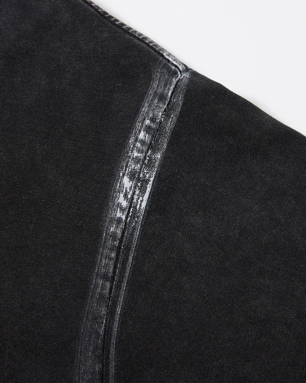 Black Dirty Wash Heavyweight Boxy T-Shirt by Flation Streetwear, featuring a relaxed fit and distressed design.