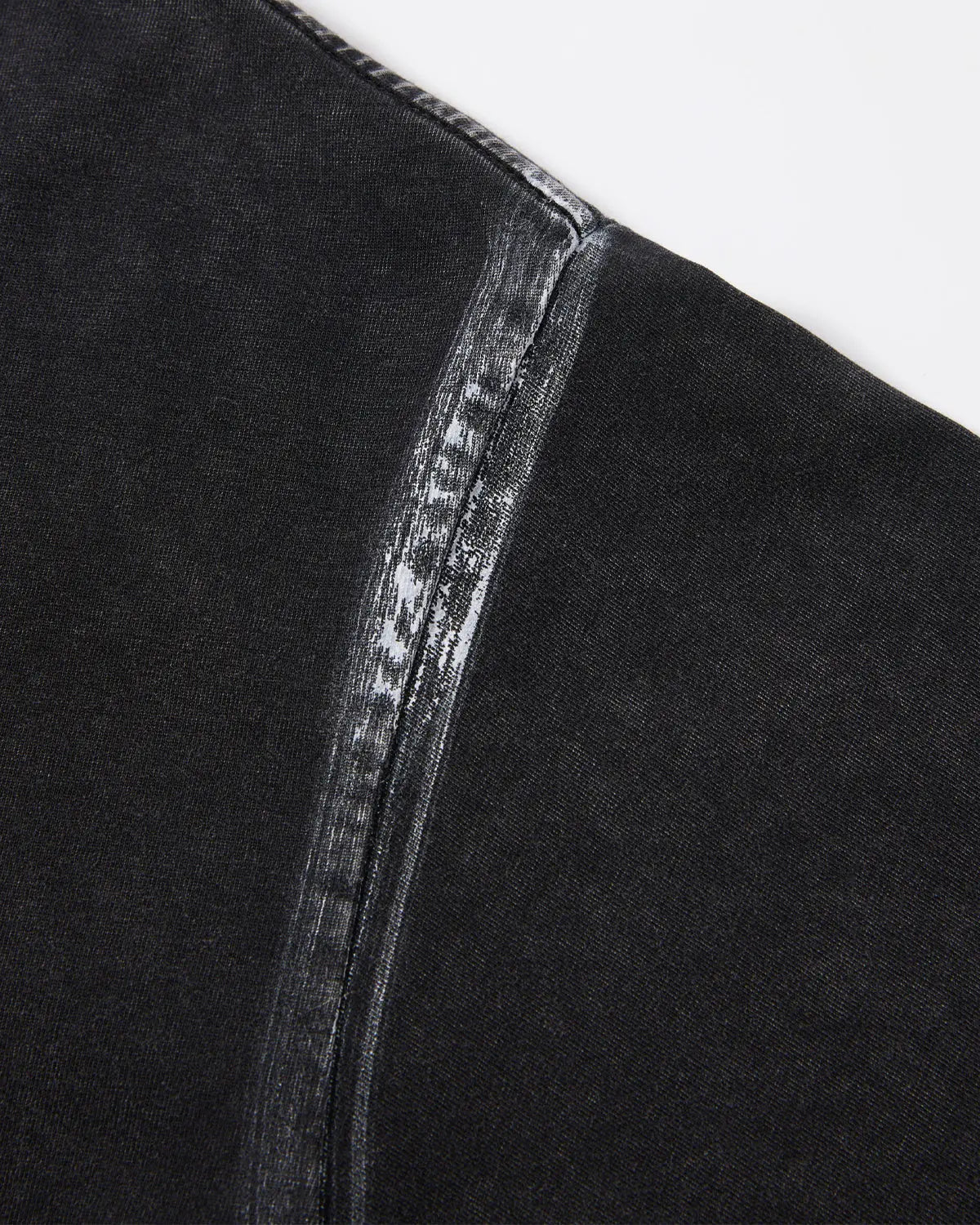 Black Dirty Wash Heavyweight Boxy T-Shirt by Flation Streetwear, featuring a relaxed fit and distressed design.