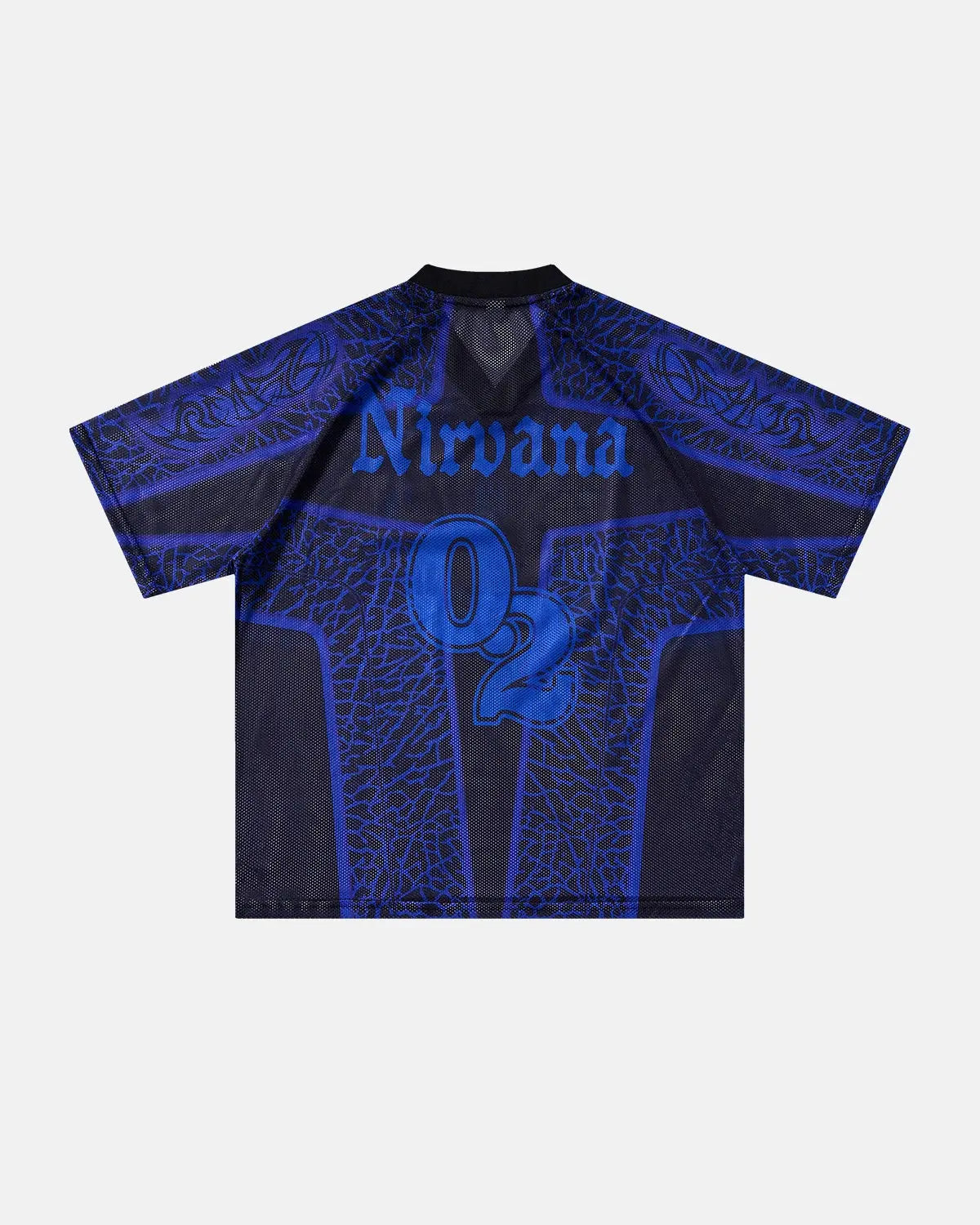 Brown Flation Tribal Pattern Mesh Jersey T-shirt with streetwear-inspired design and breathable mesh fabric.