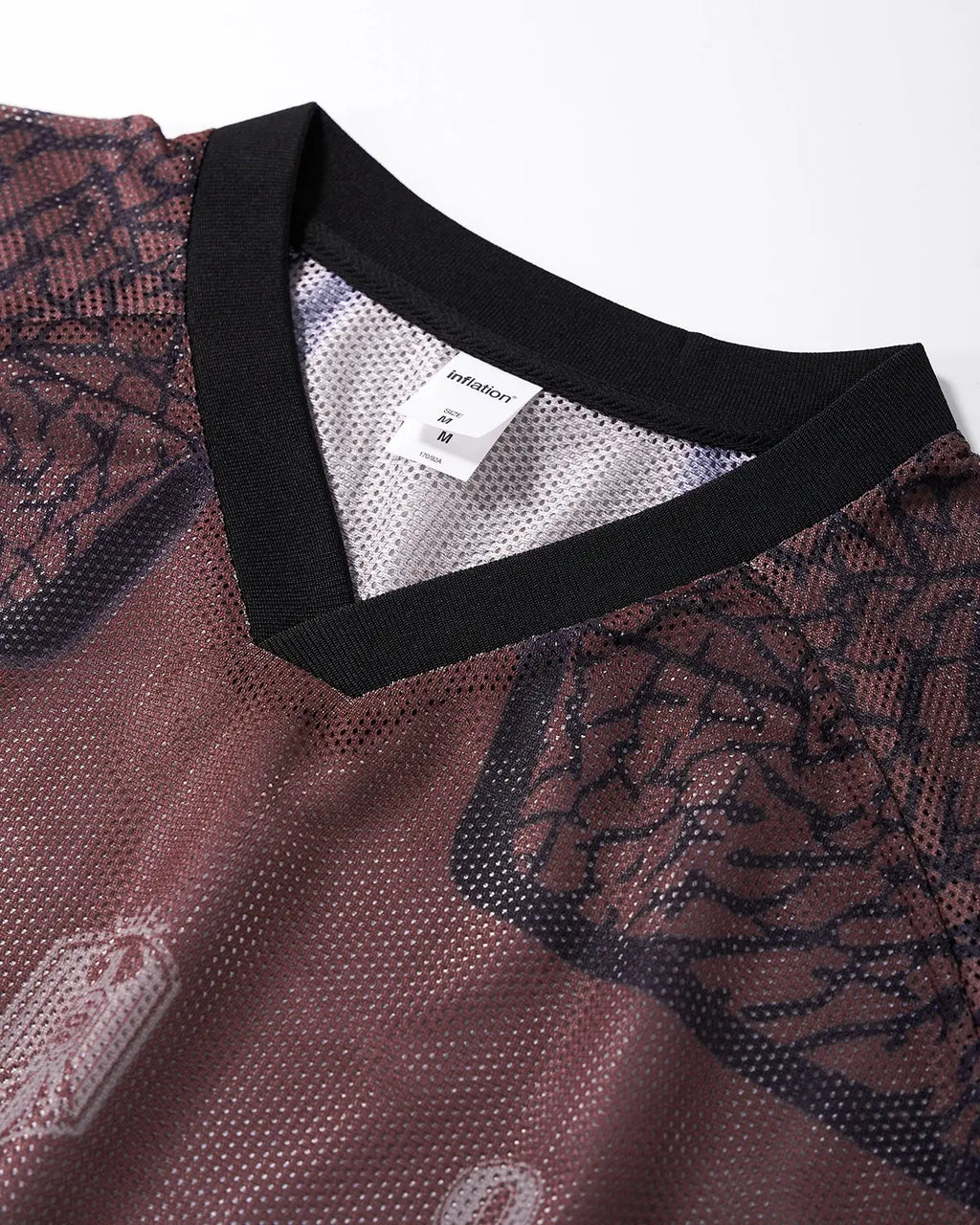 Brown tribal pattern mesh T-shirt by Flation Streetwear, featuring a lightweight, breathable fabric and streetwear-inspired design.