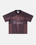 Brown tribal pattern mesh jersey T-shirt by Flation Streetwear, featuring breathable fabric and stylish streetwear design.
