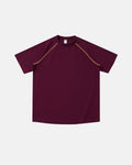 Purple stretch T-shirt with contrast color stitching from Flation Streetwear, casual fit and soft fabric.
