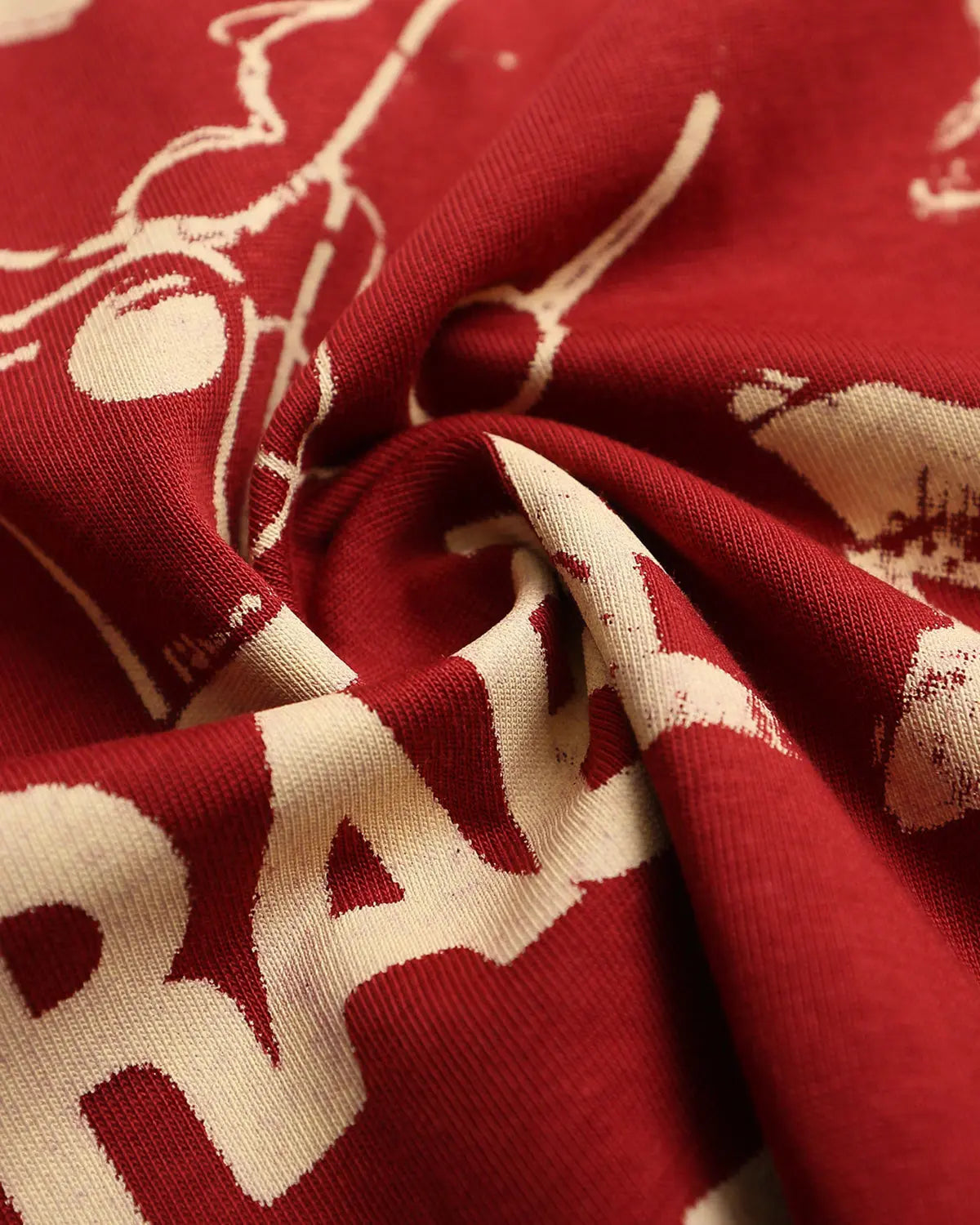 Red vintage layered graphic long sleeve T-shirt by Flation Streetwear, featuring bold design and comfortable fit.