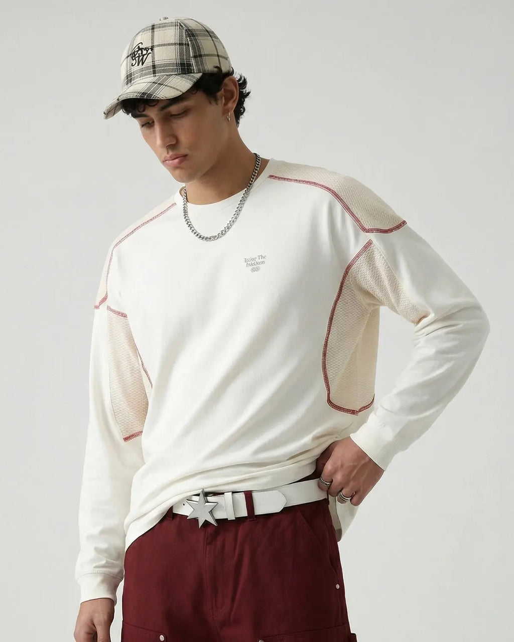 White Flation AirFlow Reflective Cooling Long Sleeve Tee, breathable streetwear shirt with reflective details for active wear.