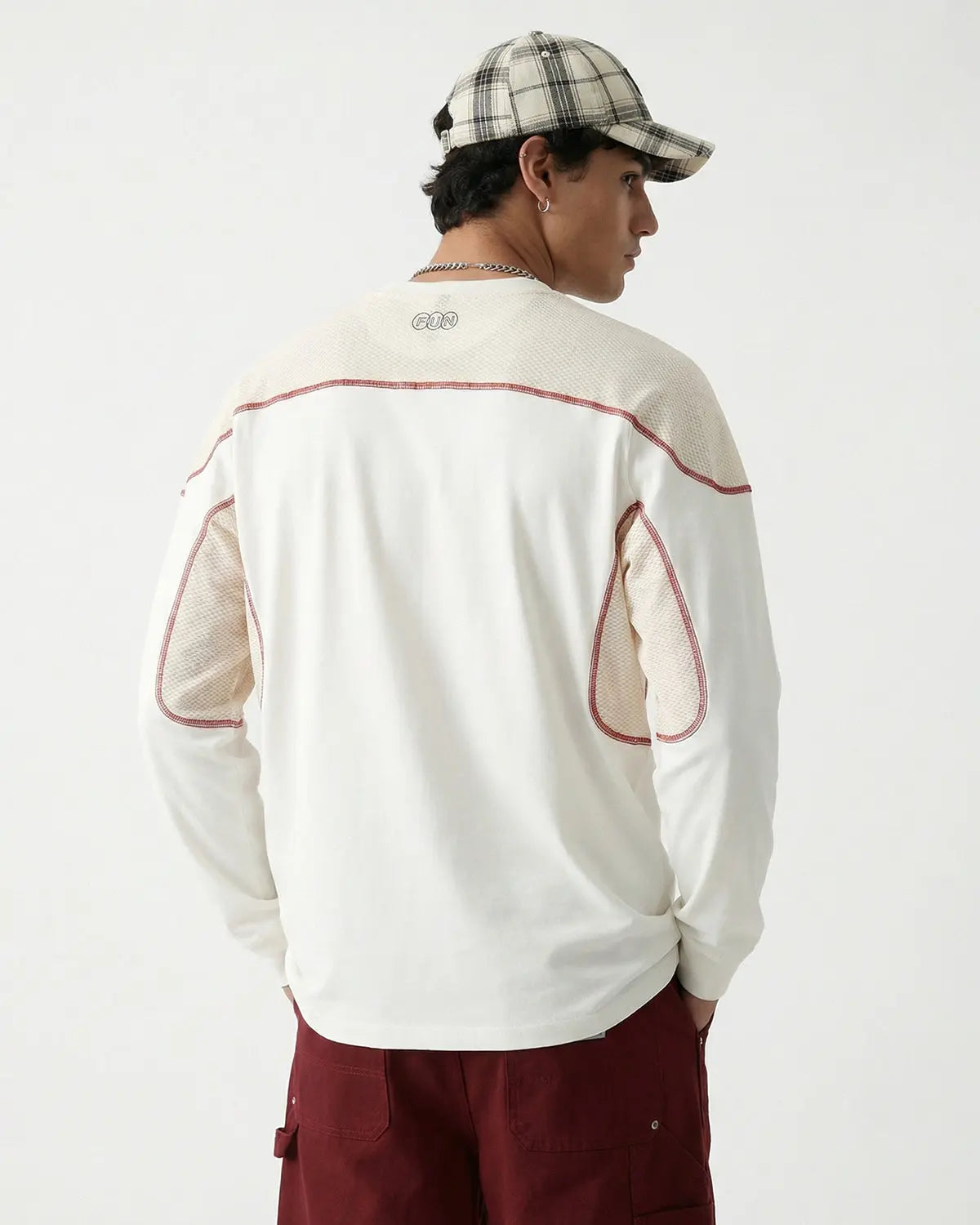 White AirFlow Reflective Cooling Long Sleeve Tee by Flation Streetwear, showcasing its lightweight fabric and reflective design.