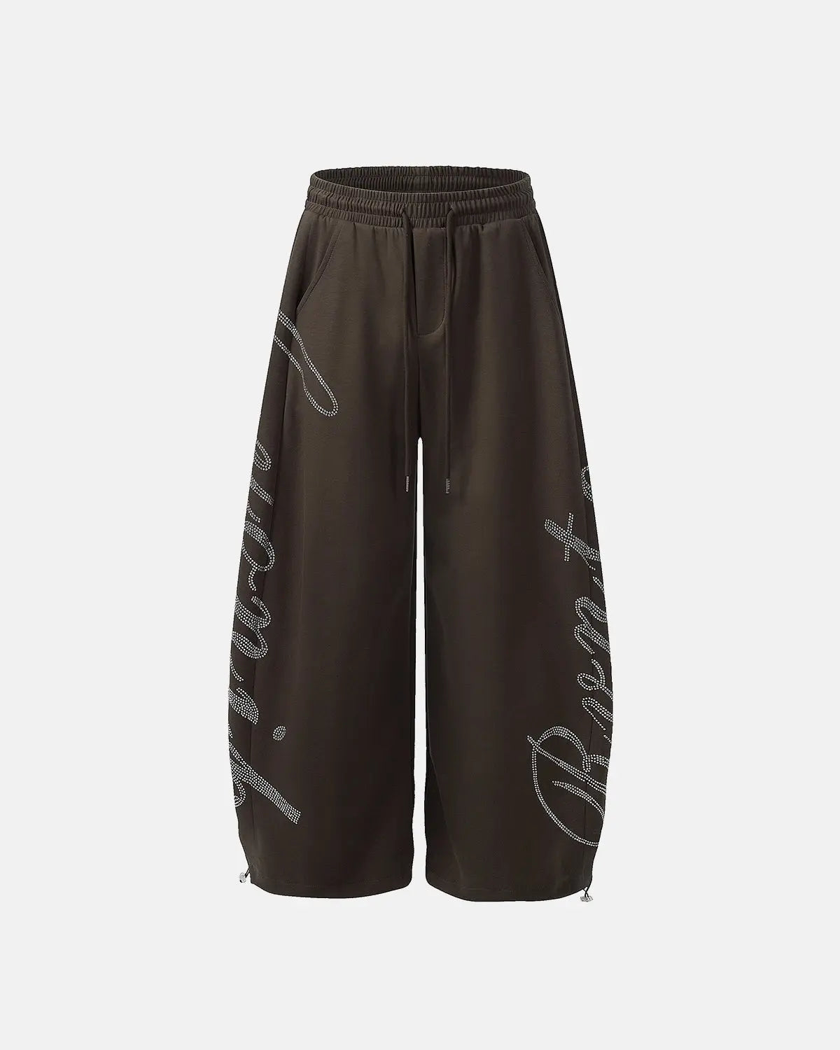 Flation Rhinestone Baggy Joggers with sparkling rhinestone details and relaxed streetwear fit, shown in stylish blue fabric.