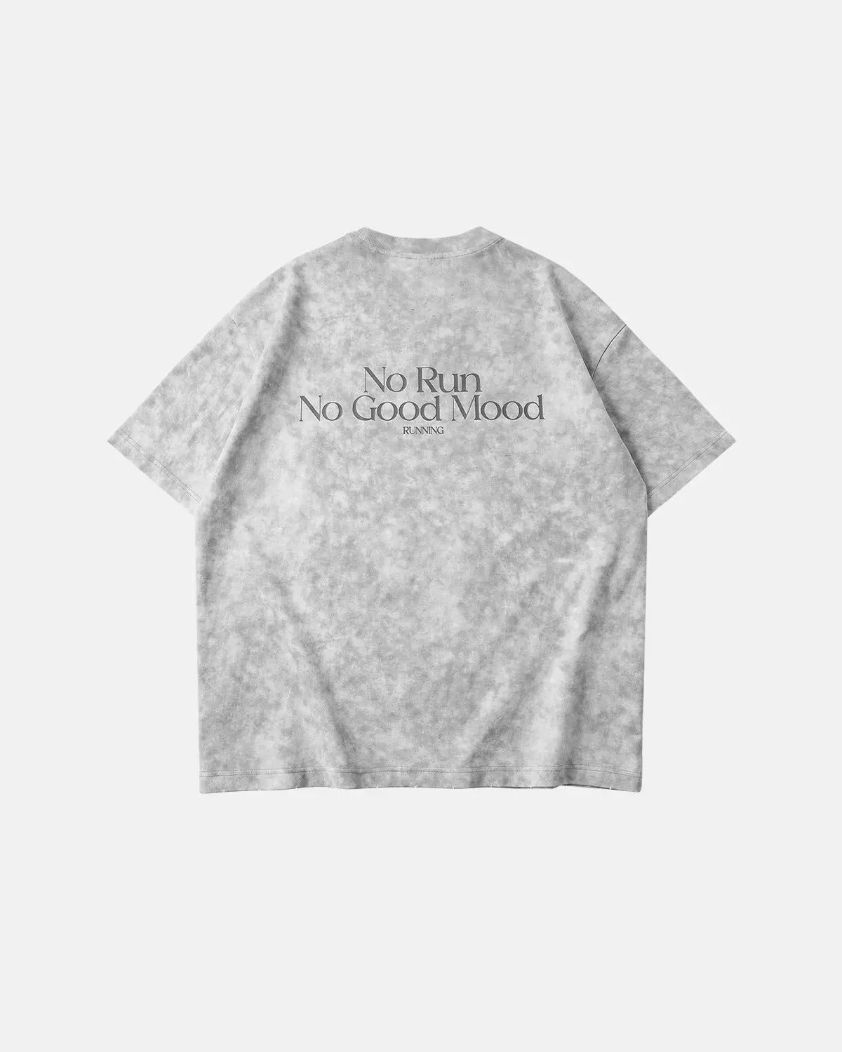 White distressed tie-dye reflective print T-shirt by Flation Streetwear, featuring a bold graphic design and casual fit.
