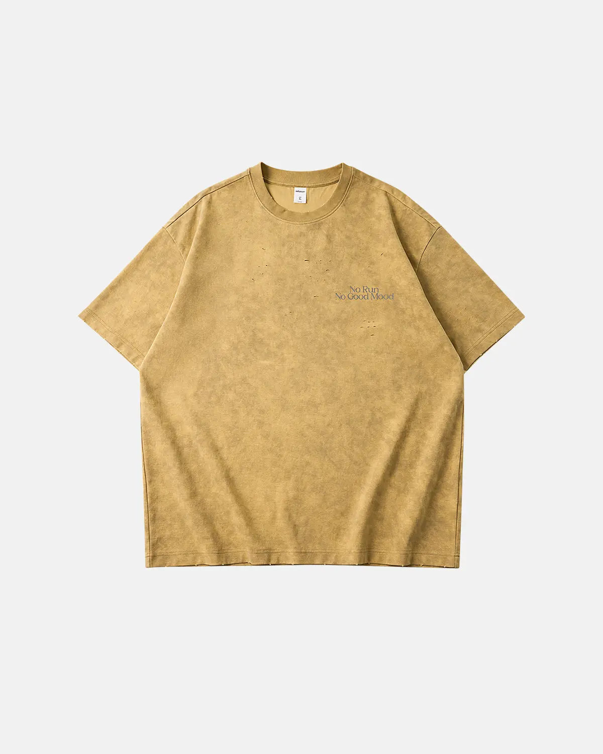 White distressed tie-dye reflective print T-shirt by Flation Streetwear, featuring bold design and casual fit.