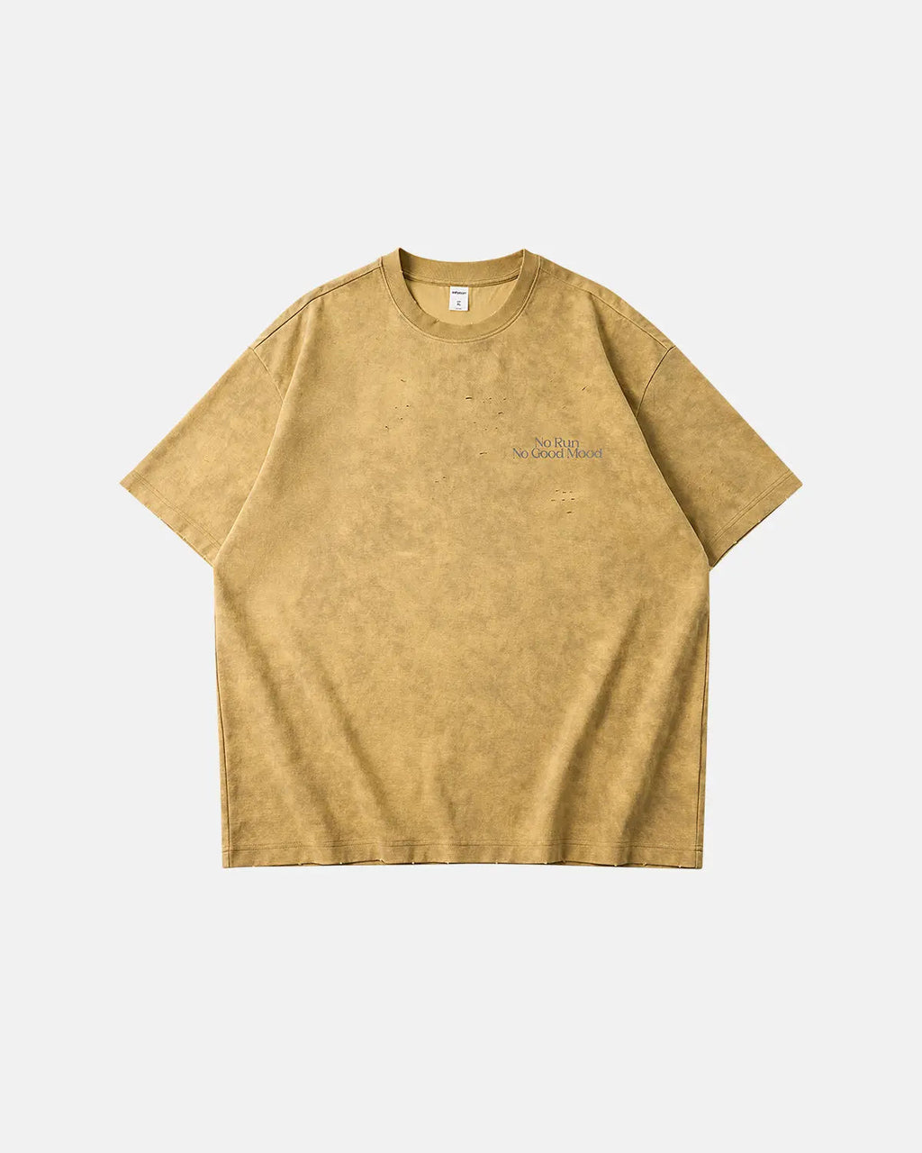 White distressed tie-dye reflective print T-shirt by Flation Streetwear featuring bold design and casual fit.