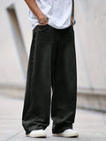 Black Flation street style loose denim jeans featuring a relaxed fit and classic straight leg design.